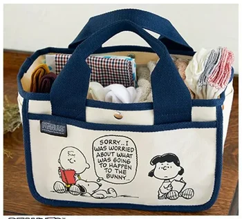 Многофункциональная сумка Snoopy Canvas для мальчиков и девочек, мультяшная милая сумка-тоут, настольный органайзер, сумка для хранения, хозяйственная сумка