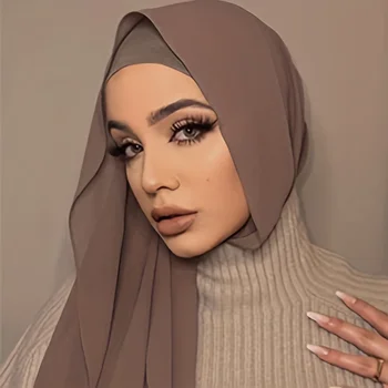 Многоцветный мусульманский шарф-хиджаб в Рамадан, модальный трикотаж, Длинная шаль, Однотонный мягкий тюрбан, повязки на голову для женщин, Африканская повязка на голову