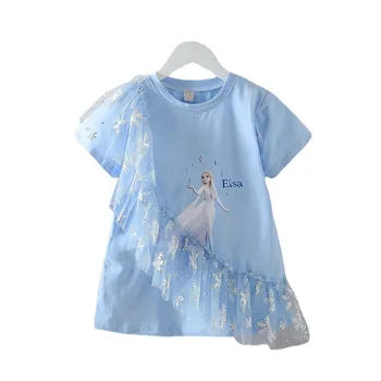 Модное Летнее платье Для девочек, Платье Принцессы Айши для детей 3-7 лет, Повседневная футболка, кружевное платье, Детская одежда