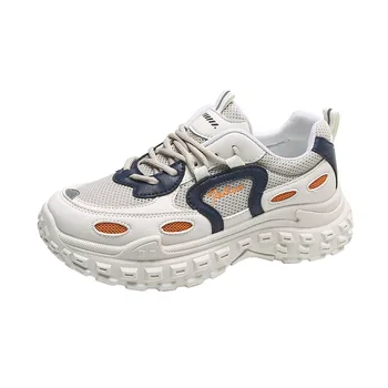 Модные кроссовки на платформе, женская обувь для папы на толстой подошве, повседневная вулканизированная спортивная обувь для девочек на шнуровке, весенняя спортивная обувь Zapatillas De Deporte