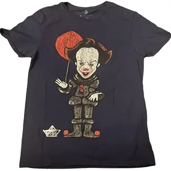 Мужская Маленькая футболка Pennywise Stephen King It Clown Balloon New Line Темно-синего цвета (1)