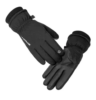 Мужские зимние водонепроницаемые велосипедные перчатки, Спорт на открытом воздухе, Бег, Мотоцикл, Лыжи, флисовые перчатки с сенсорным экраном, нескользящие, теплые, на весь палец