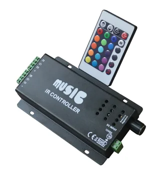 Музыкальный контроллер RGB LED с 24-клавишным ИК-пультом дистанционного управления; Вход DC12-24V; выход 6A * 3CH