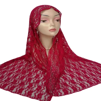 Мусульманский головной платок кружевной длинный шарф Арабский тюрбан Исламская шаль головной платок для женщин