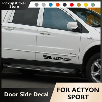 Наклейка на боковую дверь пикапа для автомобиля Ssangyong Actyon Sport AX5 с графическими полосками, наклейки в стиле виниловой обложки, Аксессуары для автотюнинга