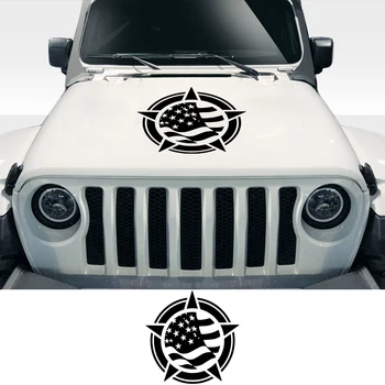 Наклейки На Капот Автомобиля Для Jeep Wrangler JK JL TJ YJ Graphics Flag Star Виниловая Пленка Декор Наклейки Аксессуары Для Тюнинга Капота Автомобиля