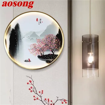 Настенные светильники AOSONG для помещений, светодиодные настенные светильники в китайском стиле, креативные бра для домашнего кабинета, спальни