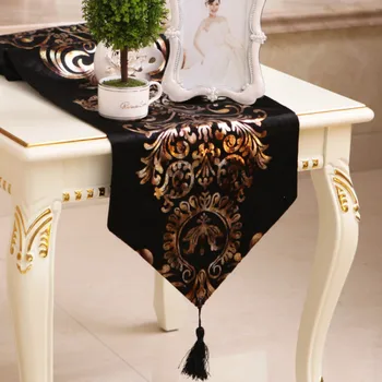 Настольная дорожка в стиле барокко, неоклассическая мебель для стола, атласный бархат, бронзовая атласная настольная дорожка для свадебного стола