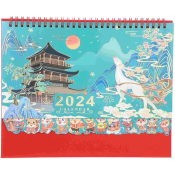 Настольный календарь на 2024 год, Настольные Украшения В Китайском стиле, Год Дракона, Офисный декор Перевернуть страницу
