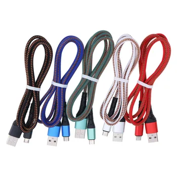Нейлоновый кабель для зарядного устройства и передачи данных Micro USB Type C длиной 1 м Для iPhone Samsung Huawei Android, телефонные кабели для быстрой зарядки 1000 шт.