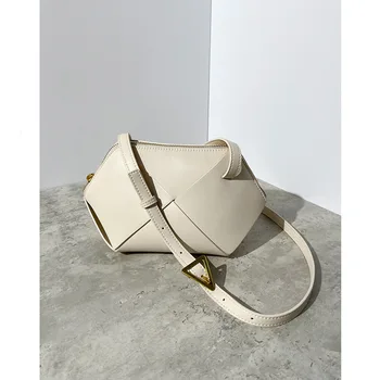 новая женская сумка с геометрическим рисунком, тканая сумка-мессенджер на одно плечо из воловьей кожи, модная универсальная сумка Zongzi, ниша для сумок