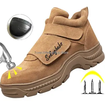 Новая мужская рабочая защитная обувь, обувь для сварщиков с защитой от искр, мужские ботинки, зимняя защитная обувь с высоким берцем, мужские защитные ботинки, рабочая обувь для мужчин