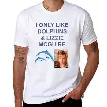 Новая футболка I ONLY LIKE DOLPHINS И LIZZIE MC GUIRE, черные футболки, кавайная одежда, футболки для мужчин