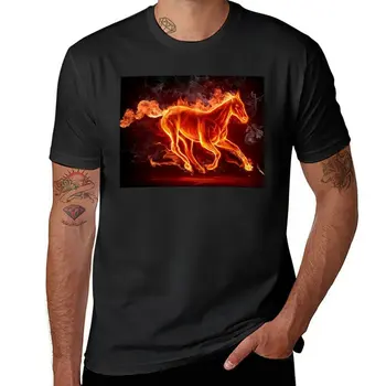 Новая футболка с огненным конем, обычная футболка для мальчиков, белые футболки, тройники, мужская одежда