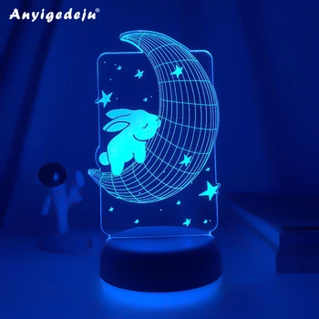 Новейшая 3D лампа Лунный кролик Детские ночники Меняющий цвет Usb аккумулятор Ночник для детей Ночник для спальни девочки Подарки
