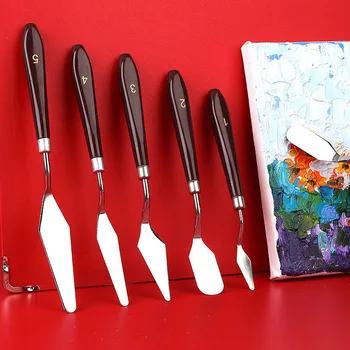 Ножи для масляной живописи из нержавеющей стали 5шт Шпатель для Рукоделия Мастихин Нож Для смешивания Масляной живописи Скребок Художественные Инструменты