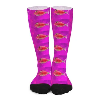 Носки для цифровой живописи акварелью с красной рыбой, мужские велосипедные носки, компрессионные чулки в стиле ретро, компрессионные партии