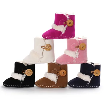 Обувь для новорожденных, зимние нескользящие теплые хлопчатобумажные удобные ботинки с мягкой подошвой, первые ходунки, обувь для детской кроватки 0-18 месяцев