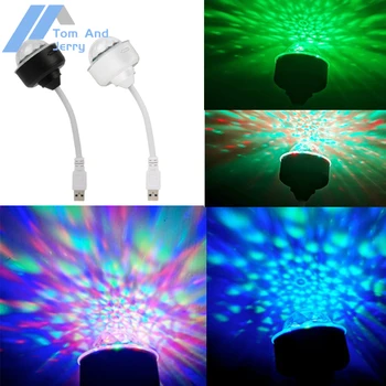 Освещение Звук Вечеринка Авто USB Мини диско шар Огни RGB Многоцветная атмосфера автомобиля Украшения комнаты Лампа Волшебный стробоскоп
