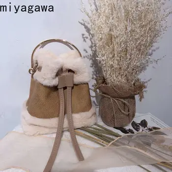 Осенне-зимняя сумка Miyagawa контрастного цвета, повседневная сумка-мешок, японская Корейская мини-сумка через плечо