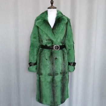 Пальто из натурального меха Кролика Рекс, женские куртки, Зимняя одежда, Женское Пушистое Меховое Теплое Модное пальто Большого размера