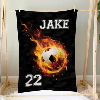 Персонализированное одеяло Lovely Kid Fire Soccer на заказ, подарки для влюбленных, Фланелевое Теплое одеяло