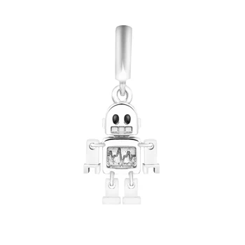 Подходит Для Браслетов Pandora Bestie Bot Робот Мотающийся Шарм Оригинальные Бусины Из Стерлингового Серебра 925 Пробы для Ювелирных Изделий Женщин