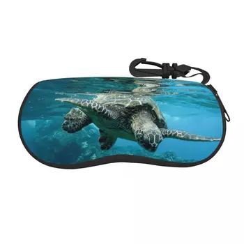 Портативный футляр для очков Морская черепаха Плавание под водой Солнцезащитные очки Мягкий футляр Коробка для очков с ремешком на молнии Футляр для очков