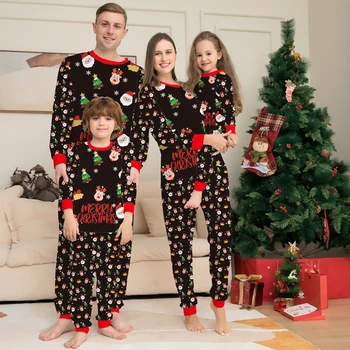 С Рождеством, подходящие наряды для мамы, дочки, папы и сына, детские ползунки, Рождественская пижама, комплект мягкой свободной домашней одежды с мультяшным принтом, Семейный образ