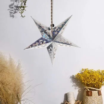 Свет Рождественской звезды 30 см, блестящий Потолочный Бумажный абажур в виде звезды, Подвесной орнамент в виде пентаграммы, домашний декор для свадьбы