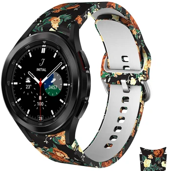 Силиконовый Ремешок С Принтом Для Samsung Galaxy Watch 4 Classic 46 мм 42 мм Без Зазоров Браслет Для Galaxy Watch 5 5 Pro 45 44 мм 40 мм Ремешки