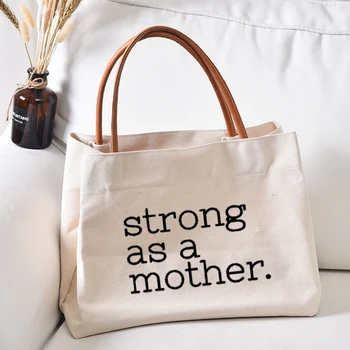 Сильная, Как Мать, Холщовая сумка-тоут С принтом, Забавная Женская Повседневная Пляжная сумка, Хозяйственная Сумка, Дорожная сумка Для покупок
