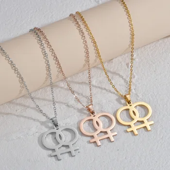 символ Венеры ожерелье Шарм Женская Лесбиянка ЛГБТ Ожерелье Женщины Кулон LES Золотого, Серебряного Цвета Свадебные Украшения Из Нержавеющей Стали
