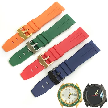 Синий Красный Зеленый силиконовый ремешок для часов Arc Band Sport Водонепроницаемый для Seiko SKX007 с инструментами Детали для часов-браслета со стальной пряжкой 22 мм