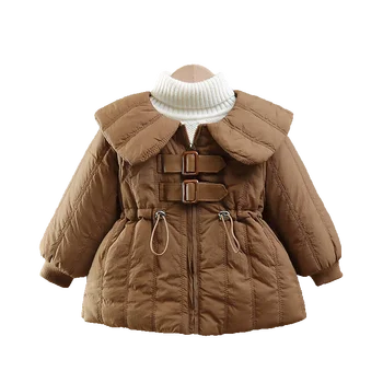 Совершенно новые зимние длинные пальто для маленьких девочек, бархатные толстые теплые пальто с хлопковой подкладкой, детское пальто принцессы на день рождения, одежда