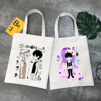 Сумка для покупок в стиле Харадзюку с рисунком Омори, сумка для вторичной переработки, хлопковая многоразовая джутовая сумка-тоут, складная сумка для покупок