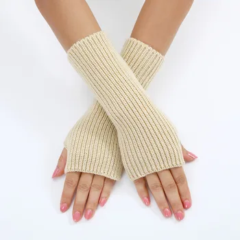 Теплые однотонные вязаные перчатки без пальцев для холодной погоды, варежки-трансформеры, модные перчатки с цветами, Варежки для женщин Guantes