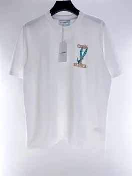 Топовая версия футболки с принтом кролика Casablanca, мужские и женские свободные белые футболки