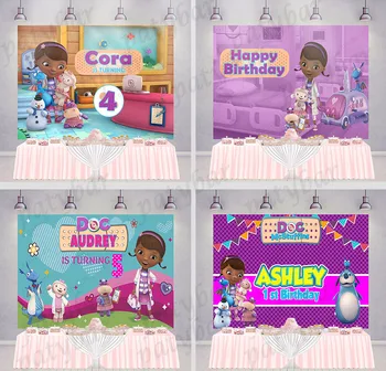 Фон для фотосъемки Disney Custom Doc Mcstuffins Детский День рождения Фон для фотосъемки Медсестры Игрушечный Баннер Виниловый Студийный реквизит
