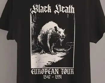 Футболка Black Death, футболка со средневековой крысой, одежда в стиле готический гранж, футболка с эстетической историей в стиле хоррор-готика, Темная академия