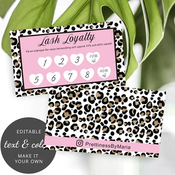 Шаблон карты лояльности Spots Lashes, подарочные карты DIY, минималистичный дизайн подарочных карт для салонов, женские карточки с марками